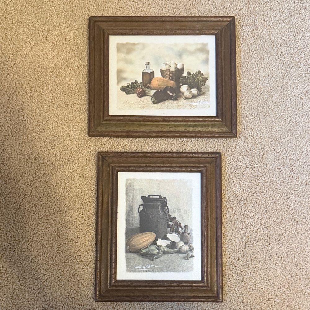 Rustic Still Life Wall Art Set - Brown Frames, Neutral Prints